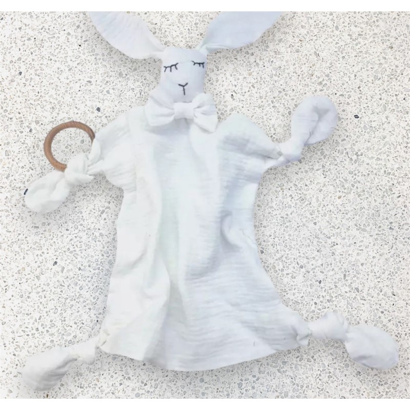 Custom Size Large Bunny 100% Cotton Muslin Swaddle Blanket Baby Burp Cloth