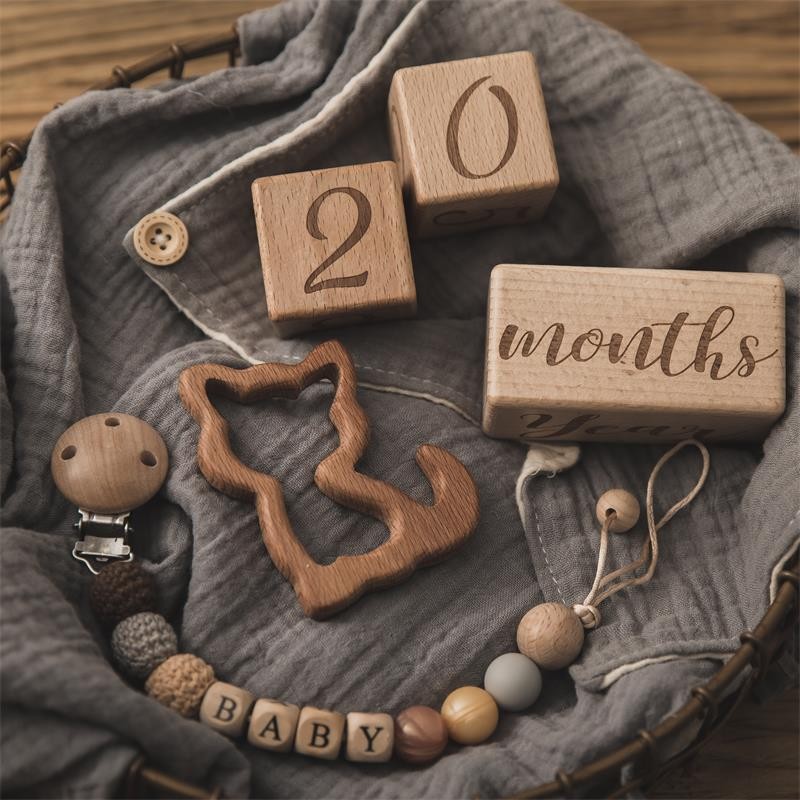 Custom Capture Baby's Growth Over Time Months Weeks Years Wooden Photo Prop Baby Milestone Blocks