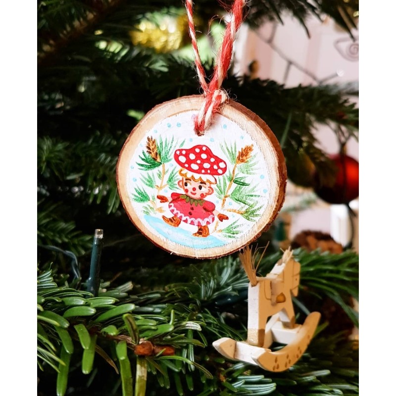 Custom DIY Craft Natural Wood Slice Paint Christmas Round Tree Ornament Wood Slice