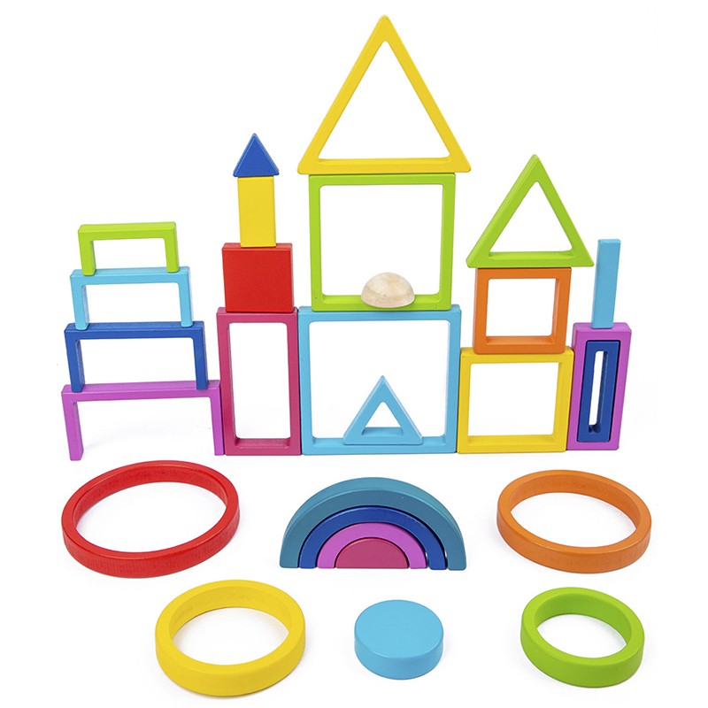 Sunny DIY Rainbow Stacker Set Children Education Montessori Wooden Building Blocks - Zhejiang Model Edu Toys Unisex Toys