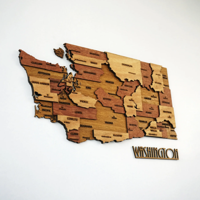 Custom 3D Wooden Washington Map Unique American Traveler Home Decor Gift
