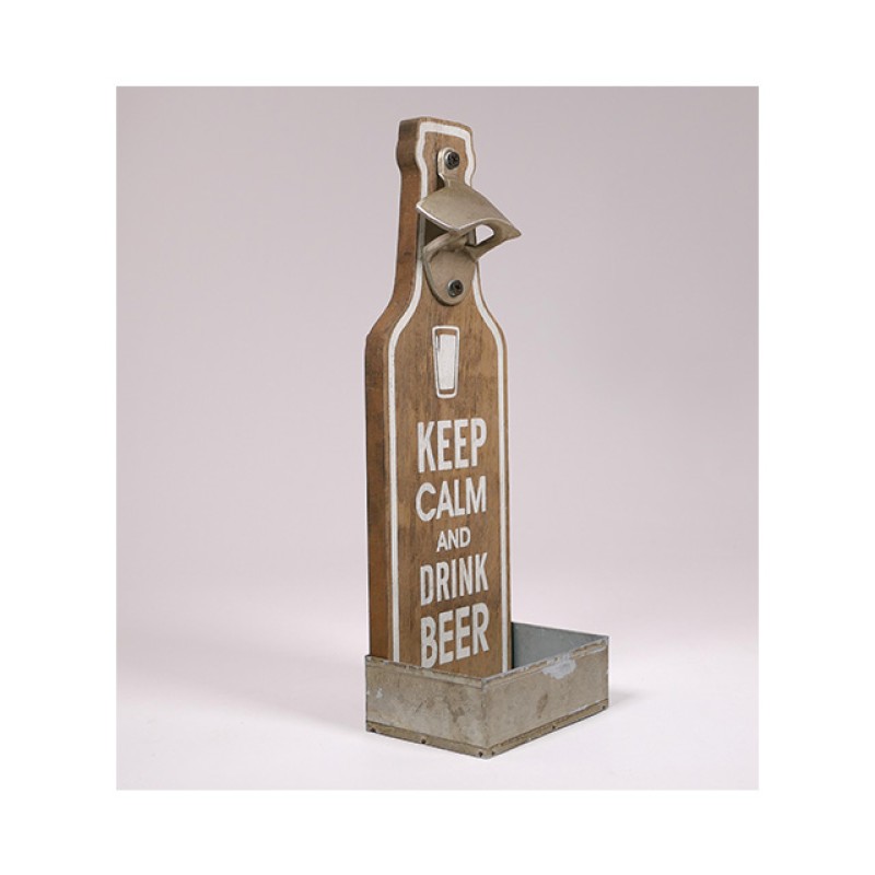 Hot Selling Tool Kitchen Rustic Wood Wall Mounted Beer Bottle Opener with Catcher Wood Box and Wall Sign