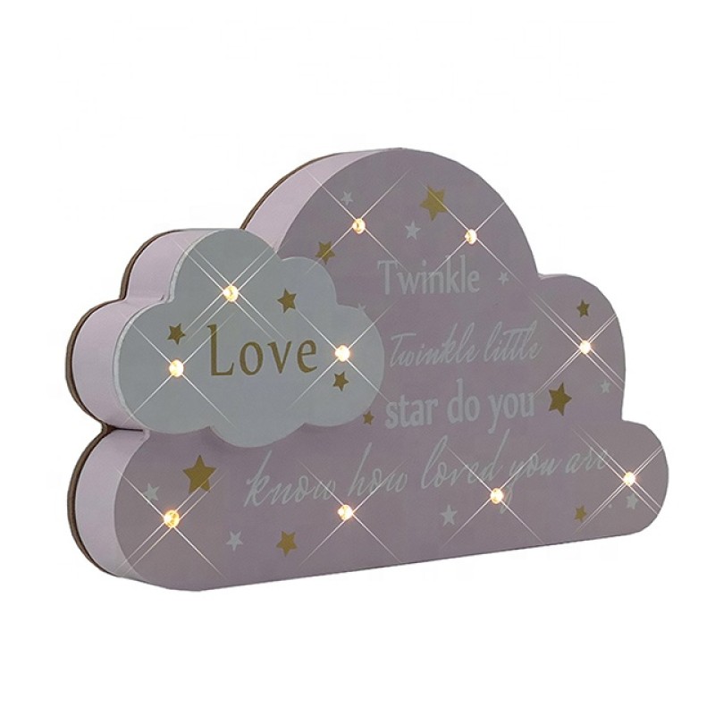 China Wholesale Wooden Cloud LED Night Light Marquee Cloud Sign Battery Operated Table Lamp