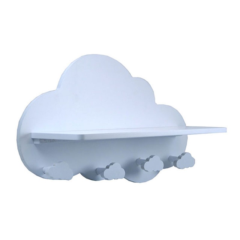 Custom Floating Cloud Shape Wooden Nursery Wall Shelf Bookcase Storage Organizer
