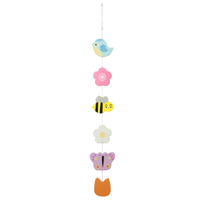 Cheap Price Hanging Baby Rattle Wooden Bird Bee and Flower Hanging Decor Baby Shower Gift