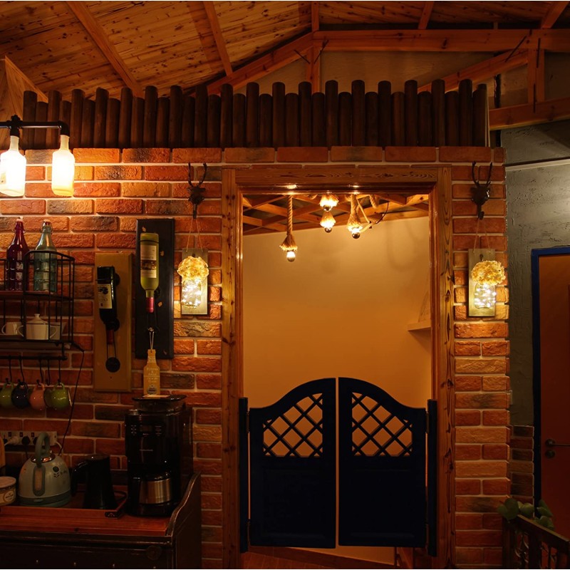 Hot Selling Rustic Wall Sconce Decor Mason Jar Wall Decor with LED Fairy Lights and Flowers