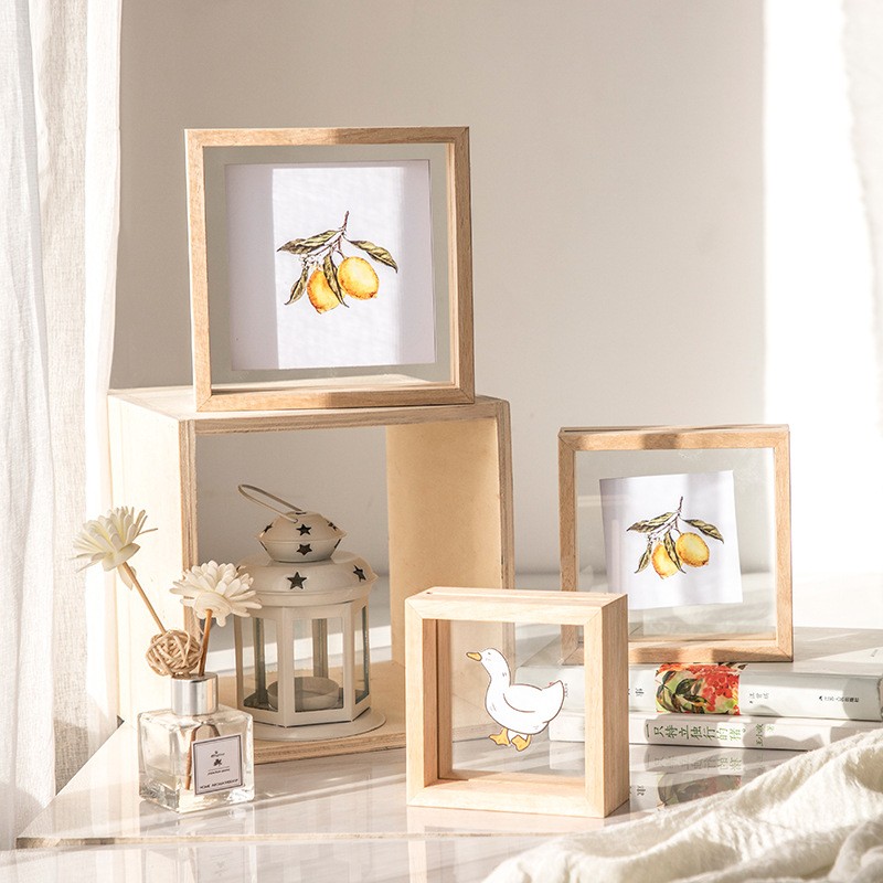 New Design Double-Sided Wood Picture Floating Photo Frame Home Decor