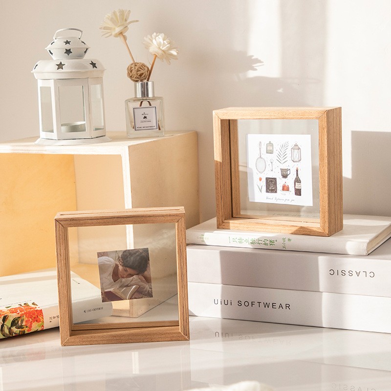 New Design Double-Sided Wood Picture Floating Photo Frame Home Decor