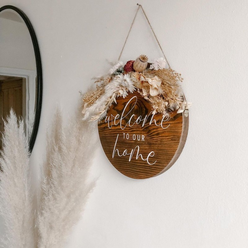 Pretty Welcome Sign Front Door Porch Decor Interchangeable Rustic Wood Wall Hanging Porch Decor