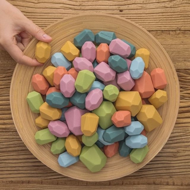 Rainbow Stacking Building Balancing Stone Children Educational DIY Toy Set
