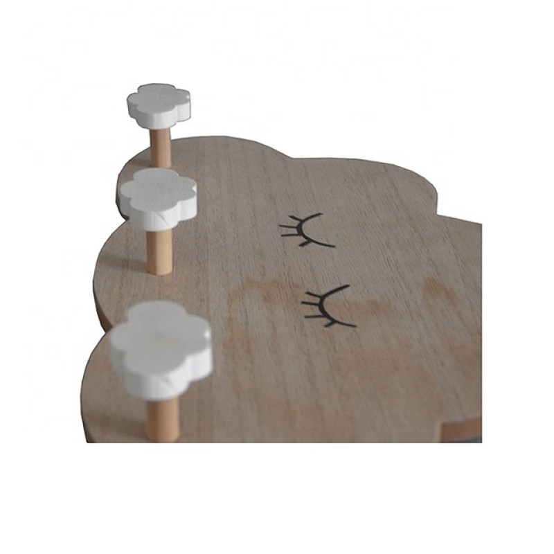 Custom Children Wooden Standing Storage Wooden Coat Hanger Cloud Wall Hook Kindergarten Coat Door Hook