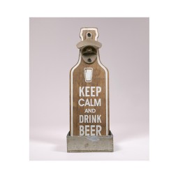 Hot Selling Tool Kitchen Rustic Wood Wall Mounted Beer Bottle Opener with Catcher Wood Box and Wall Sign