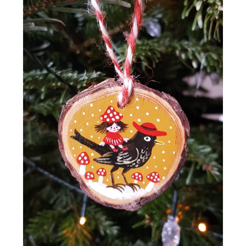 Custom DIY Craft Natural Wood Slice Paint Christmas Round Tree Ornament Wood Slice