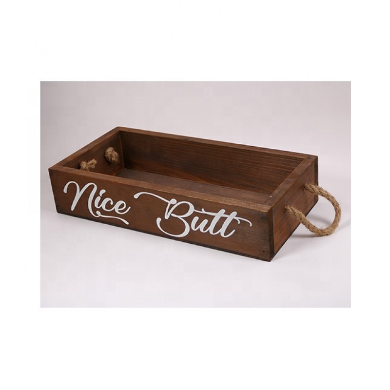 High Quality Funny Word Rustic Wood Toilet Paper Holder Perfect for Farmhouse Bathroom Kitchen Decor Box