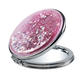 Mini Double-Sided Makeup Round Mirror Cute Girl Glitter Folding Pocket Mirror