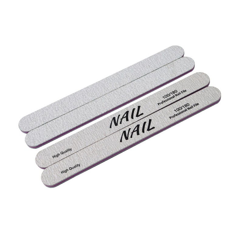 Professional Custom Double-Sided Nail File 80/100 Grit Sandpaper Plastic Straight Moon File Nail File