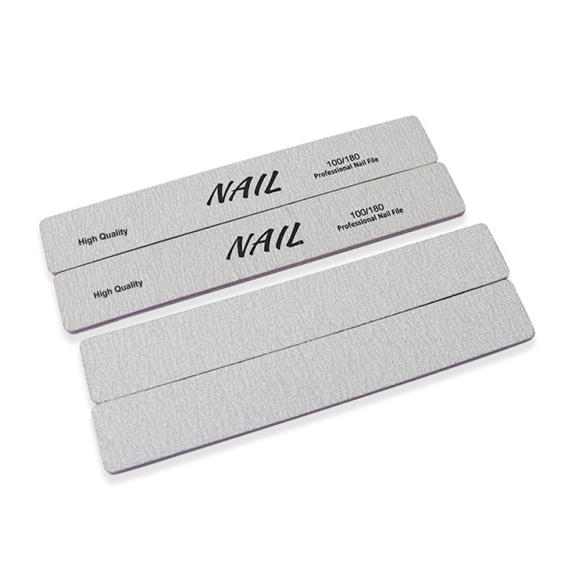 Professional Custom Printed Logo Double-Sided Disposable Rectangle Nail File 80/100/180 Grit Sandpaper Nail File