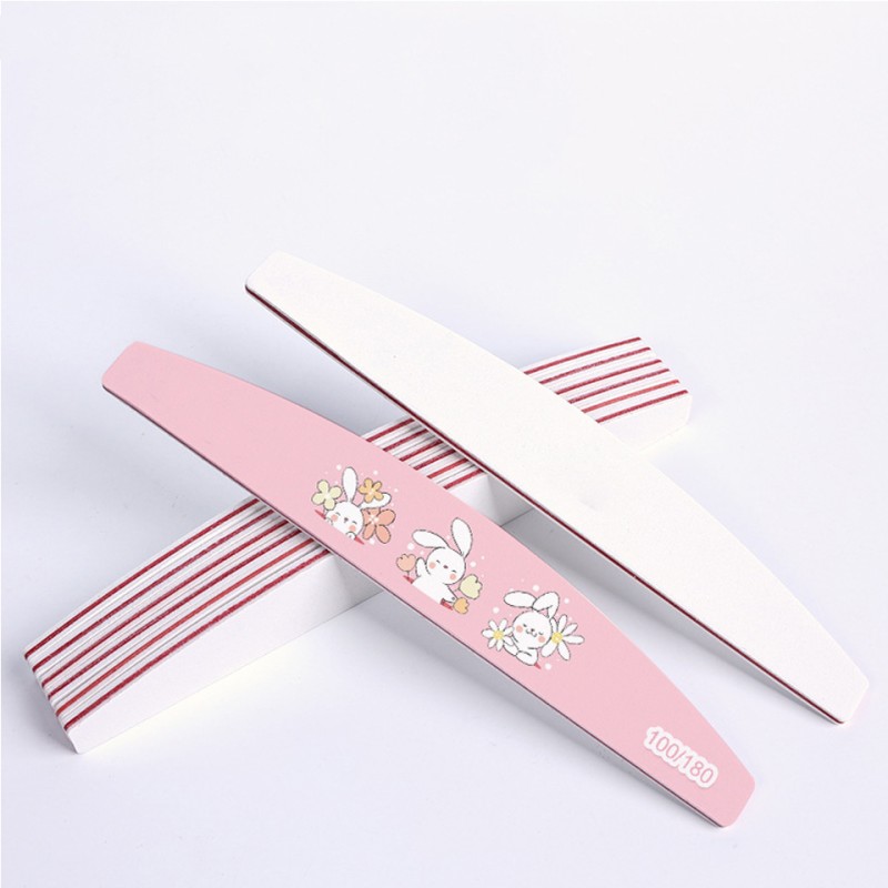 Professional Custom Spring Design Print Nail File 100 180 Half Moon Shape Beauty Flower Nail File