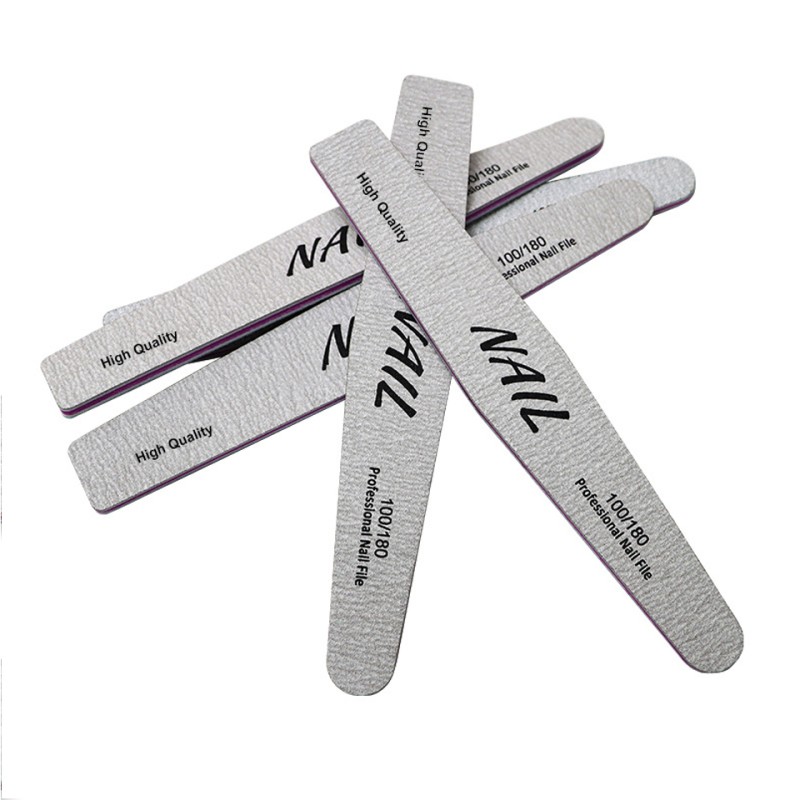 Professional Custom Printed Logo Double-Sided Disposable Rectangle Nail File 80/100/180 Grit Sandpaper Nail File