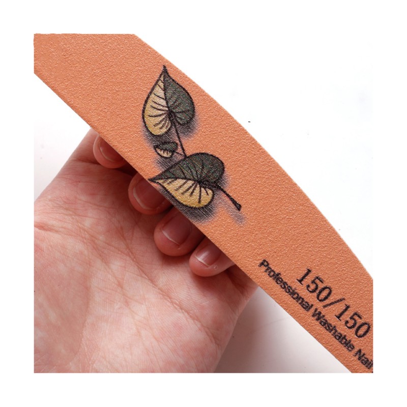 Emery Board Nail File Set Nail Art Pedicure Art Tools Custom Logo Double-Sided Grit Autumn Leaf Print Nail File