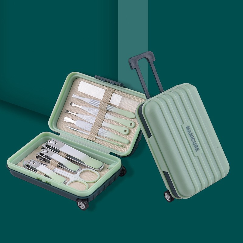 New Design Easy Carry Suitcase Nail Clipper Set 12pcs Nail Tools Nose Tools Nail Care Equipment with Functions