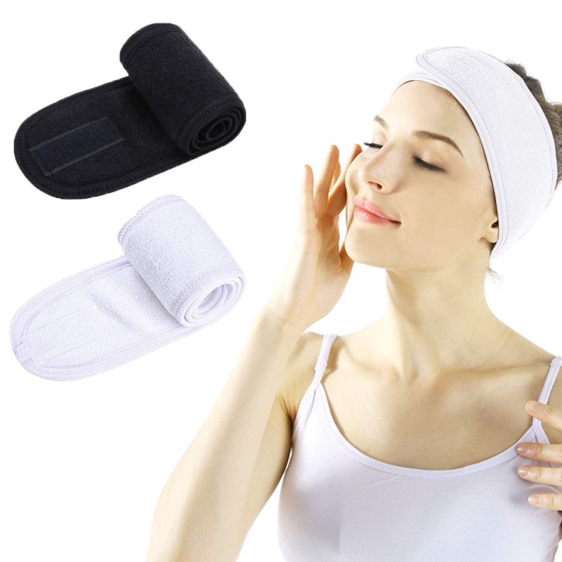 Custom Trademark Spa Facial Headband Terry Cloth Spa Headband Stretch Towel Washable Makeup Headband