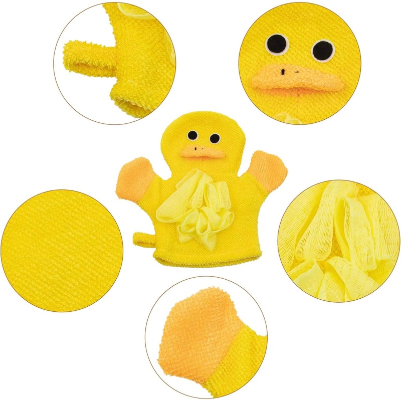 Cute Animal Design Baby Bath Gloves Towel Gentle Soft Scrub Yellow Duck Shark Towel Toddler Bath Body Cleaning Tools