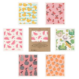 Private Label Eco-Friendly Swedish Cloth Custom Kitchen Dish Towel Biodegradable Reusable Cartoon Pattern Non-Woven Technology