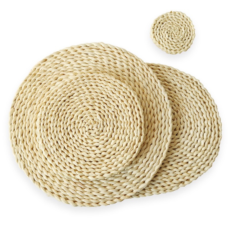 Eco-Friendly Material Corn Husk Handmade Placemat Wholesale Woven Straw Braided Natural Placemat