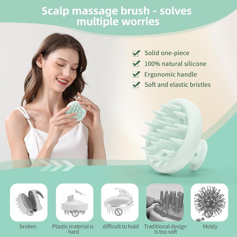 Custom Logo Scalp Massager Hair Brush Soft Silicone Bristles Oval Dandruff Removal Brush Washer Fashion Hair Care