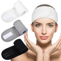 Adjustable Facial Makeup Headband Magic Tape Pure Natural Waffle Sweat-Absorbing Facial Spa Headband