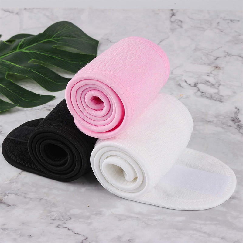 Custom Trademark Spa Facial Headband Terry Cloth Spa Headband Stretch Towel Washable Makeup Headband