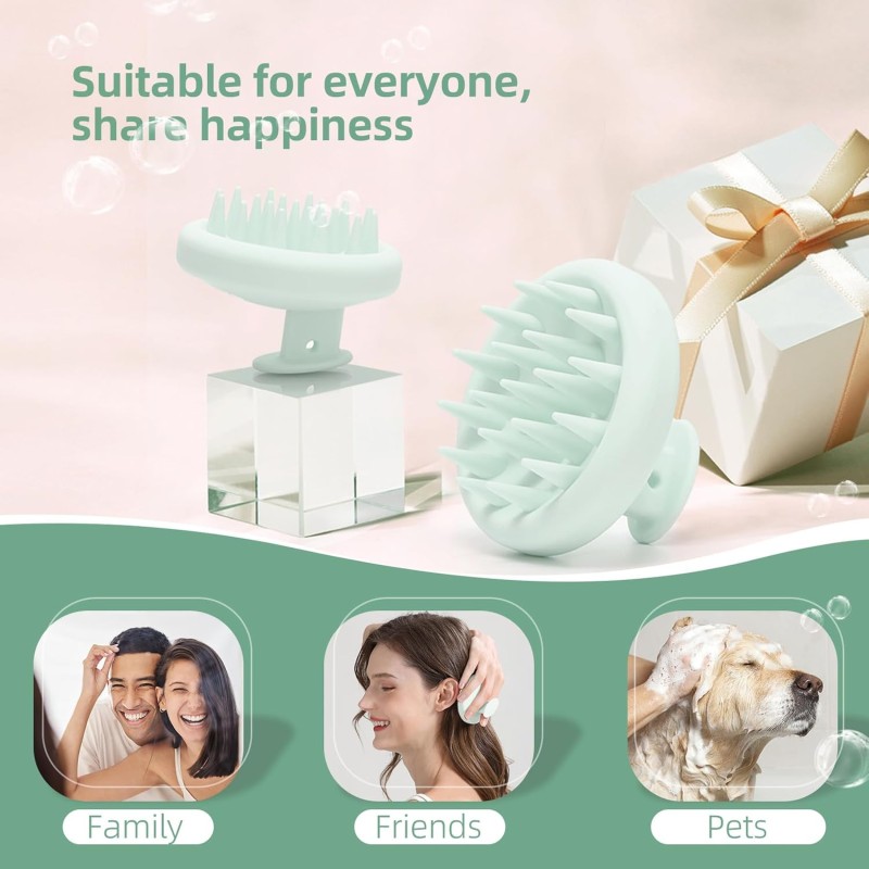 Custom Logo Scalp Massager Hair Brush Soft Silicone Bristles Oval Dandruff Removal Brush Washer Fashion Hair Care