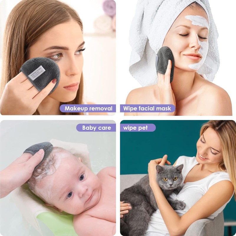 Soft Microfiber Bamboo Makeup Remover Pads Reusable Washable Facial Cleansing Gloves Glove Woven Cloth Wipes Adult