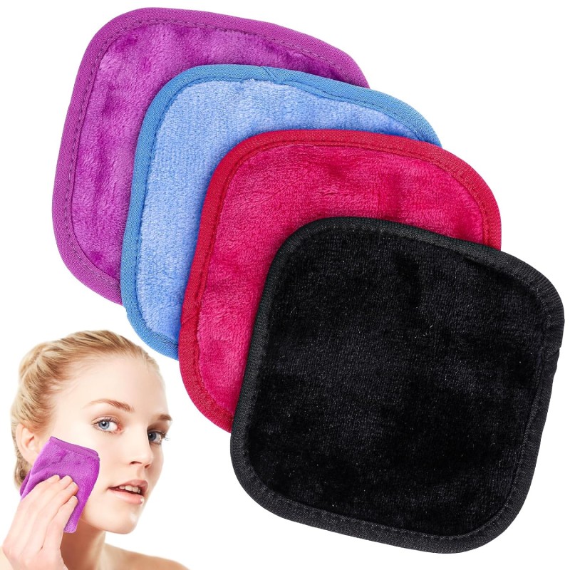 Super Soft 6-Inch Reusable Washable Microfiber Makeup Remover Cleansing Towel Pads Absorbent Face Wash Cloth