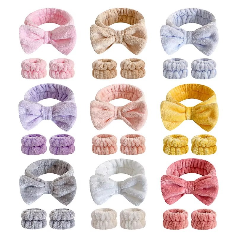 Women's Multi-Function Hair Styling Tool Set Wholesale Suitable for Spa Fluffy Wristband Bow Headband Flower Hair Claw Makeup