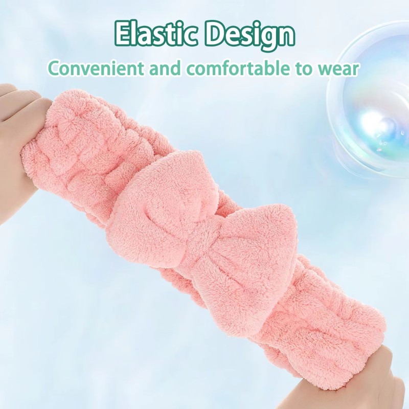 Women's Custom Logo Flannel Spa Headband Wristband Set Reusable Makeup Face Wash Towel Shampoo Headband Wristband