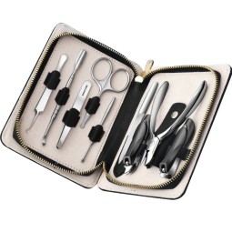 9 pcs Nail Clipper Mantis Manicure Set Pedicure Set Stainless Steel Ingrown Toenail Clipper Tool with Leather Gift Box
