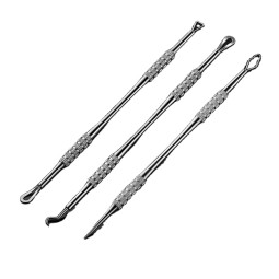 Nouveau 3-Piece Personal Steel Pimple Popper Tool Kit with Sier Ribbon Box Blackhead Acne Extractor