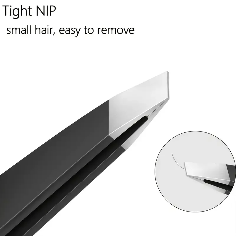 3 pcs Hair Removal Tweezers Stainless Steel Eyebrow Tweezers Slant Black Tip Pointed Face Harmless Eyelash Makeup Tool
