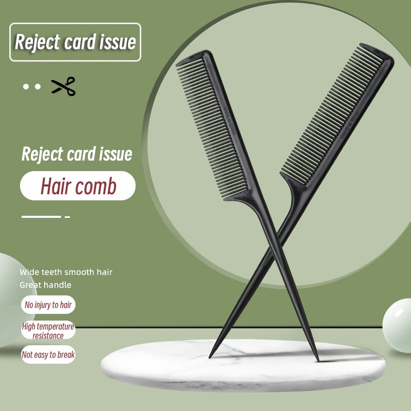 Professional Barber Black Fine Rat Tail Comb Dressing Table Hair Comb Styling Anti-Static Comb Set for Men Women Children