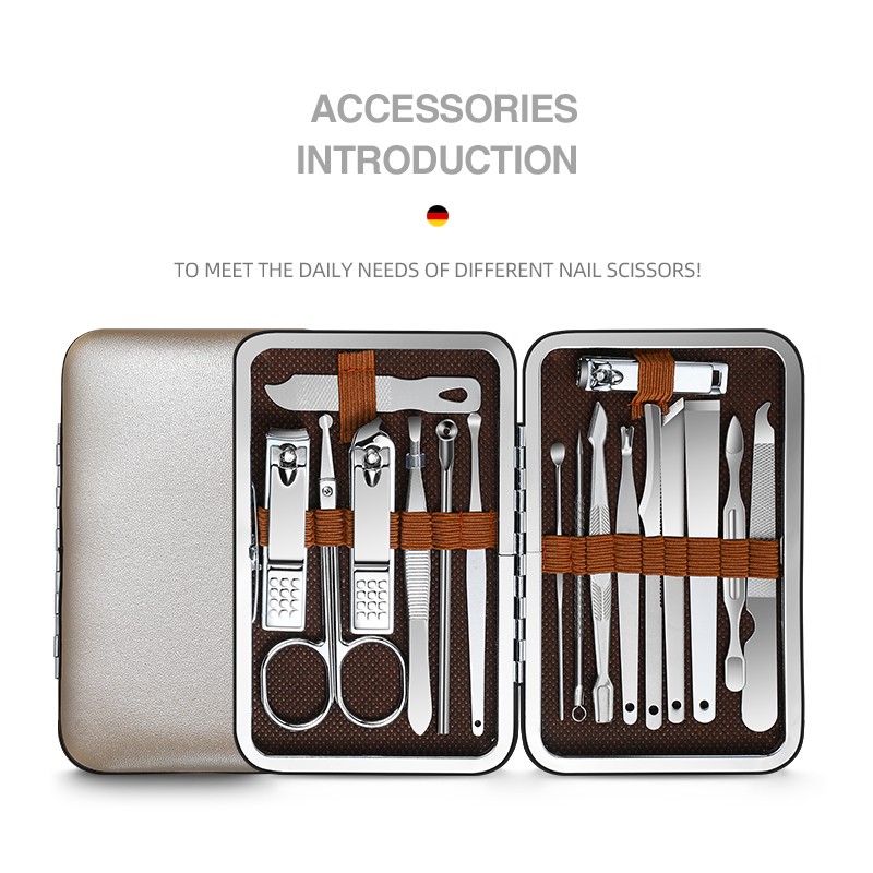 17 pcs Nail Clipper Manicure Set Pedicure Set Stainless Steel Home Professional Nail Clipper Tool