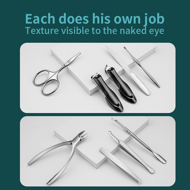 9 pcs Nail Clipper Mantis Manicure Set Pedicure Set Stainless Steel Ingrown Toenail Clipper Tool with Leather Gift Box