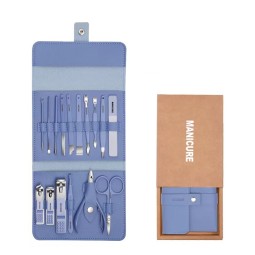 16 pcs Professional Stainless Steel Nail Clipper Manicure Pedicure Set with Leather Case Gift Box
