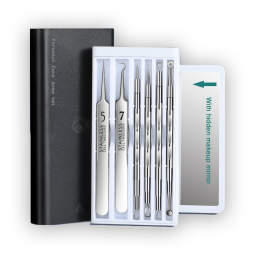 Blackhead Remover Acne Extractor Curved Blackhead Tweezers Kit 6 Head Professional Stainless Steel Pimple Spot Remover