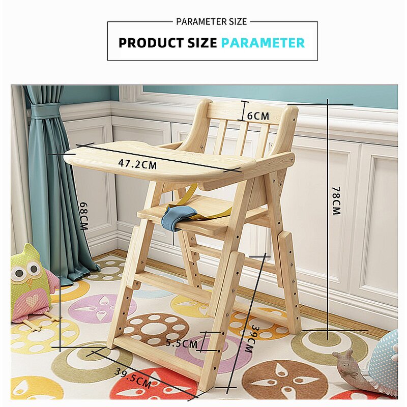 Wholesale Multifunctional Adjustable Adult Baby Feeding High Luxury Wooden Baby Feeding High Chair