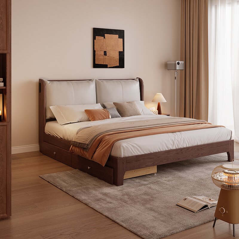 Modern Children's Wood Full Double Bed Storage Children's Frame Bed Boys Children's Bed