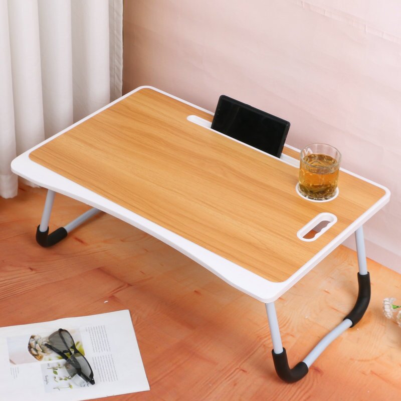 Multifunctional Black Pink Small Folding Bedside Table Wooden Portable Foldable Laptop Table