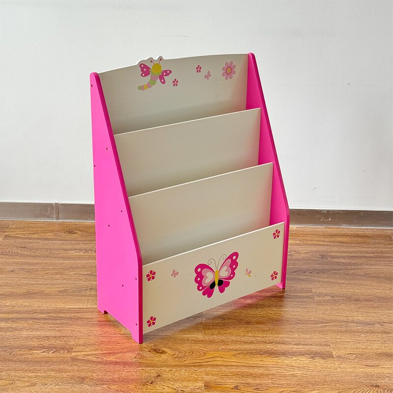 Montessori Organizer 3-Tier Bookshelf Pink Modern Baby Toy Storage Wooden Children's Bookshelf