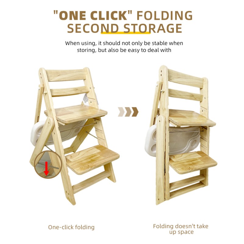 Stock Natural Wood Multifunctional Dining Children's Foldable Feeding Restaurant Baby High Chair